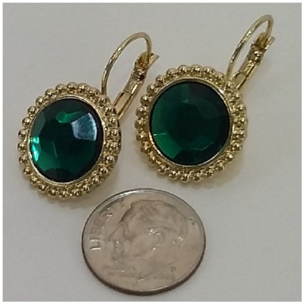Leaverback Colored Crystal Earrings